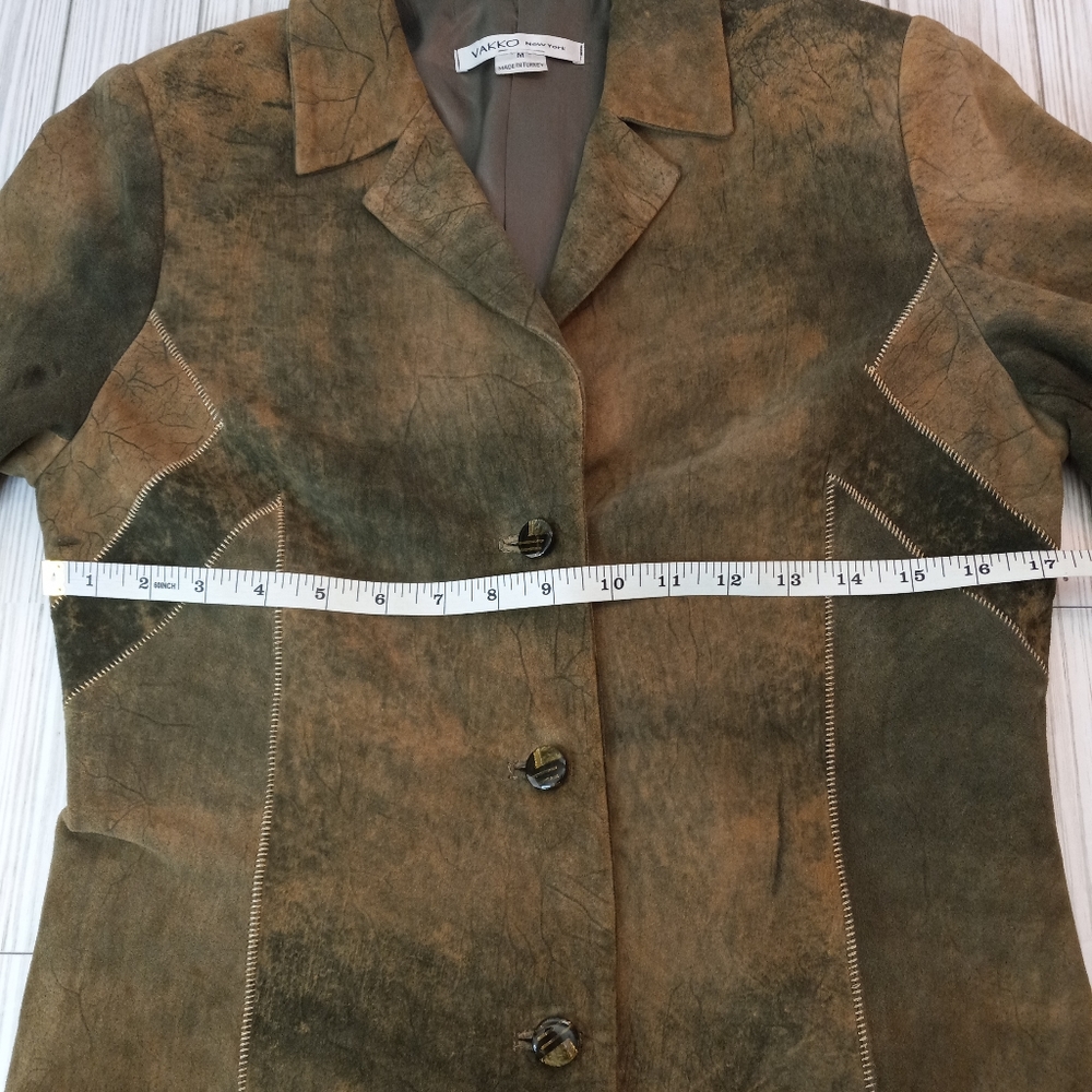 Vakko Patchwork Lamb Leather Blazer Jacket - image 7